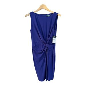Lauren Ralph Lauren Blue Twist Front Fully Lined 10 Dress Classic Elegant NWT